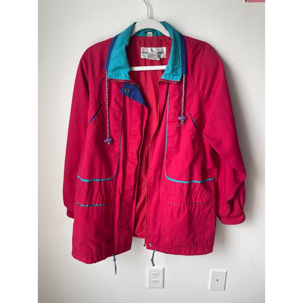 Gorpcore pink windbreaker jacket M Country Concepts vintage block color top